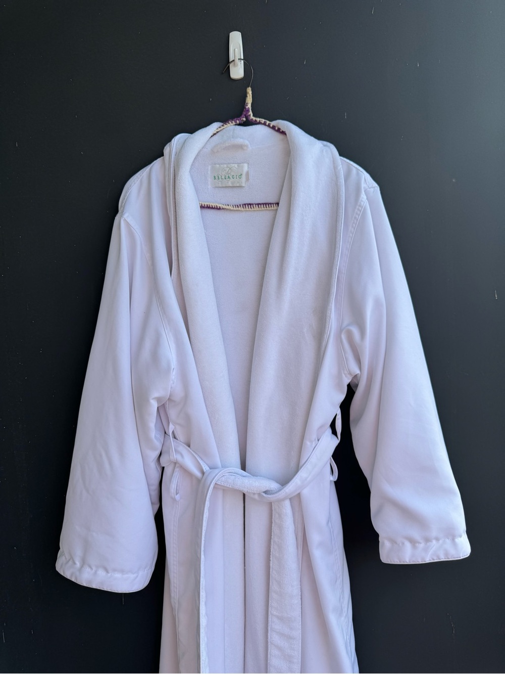White Bellagio Las Vegas Plush Bathrobe with Shawl Collar - Picture 2 of 7